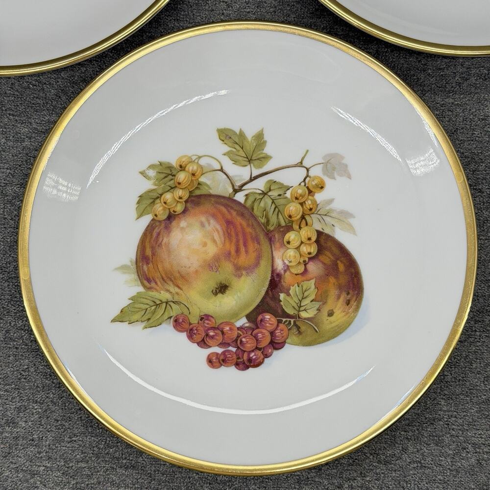 3pc Vintage Bareuther Fruit Harvest Plates Porcelain Gold Trim Bavaria Germany - Picture 10 of 12